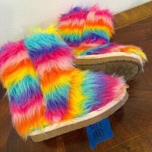Kids Rainbow Furry Boots